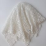 Hand Knitted Cream mohair Baby Blanket – 80x70 cm