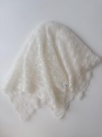 Hand Knitted Cream mohair Baby Blanket – 80x70 cm