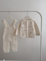 Knit Alpaca Baby Cardigan Romper & Bonnet Set – Cream outfit with bee embroidery - Image 13